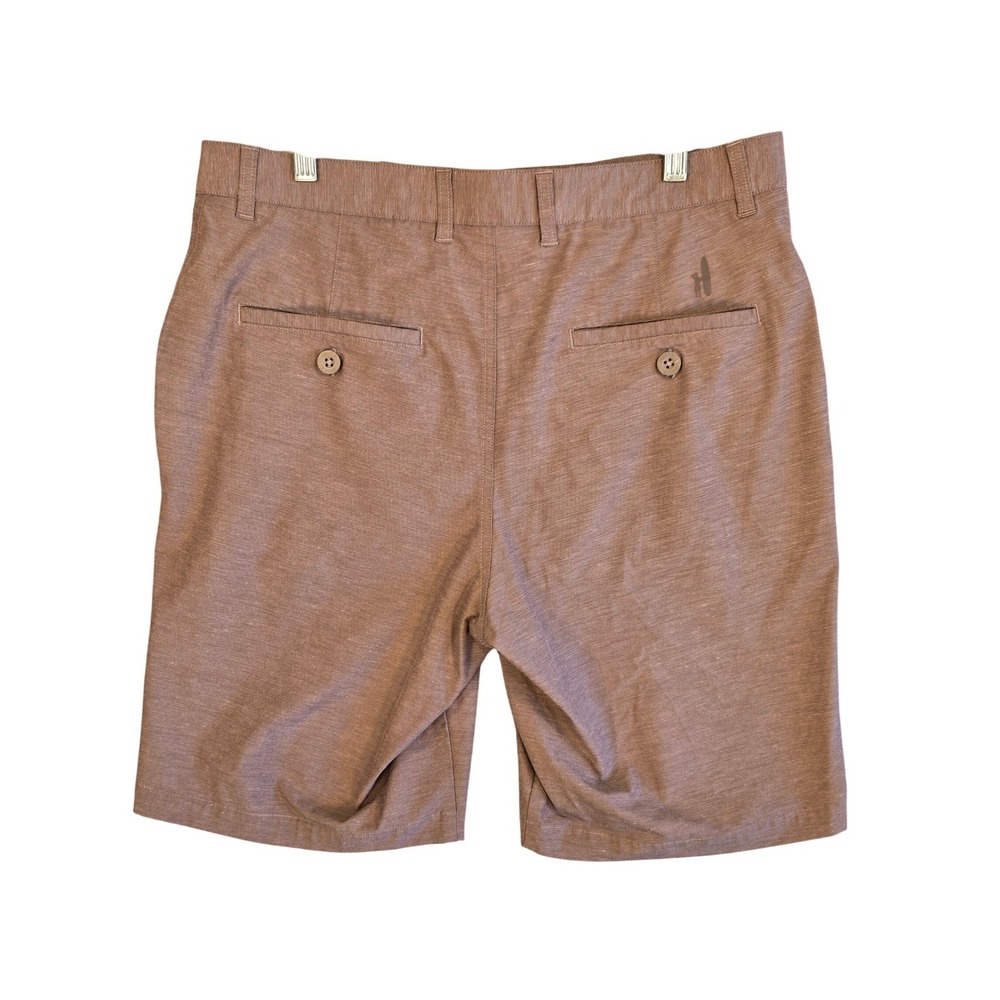 Johnnie O Mens Hybrid Walk Shorts Tan‎ Heathered Quick Dry Flat Front Size 34 - Picture 2 of 9